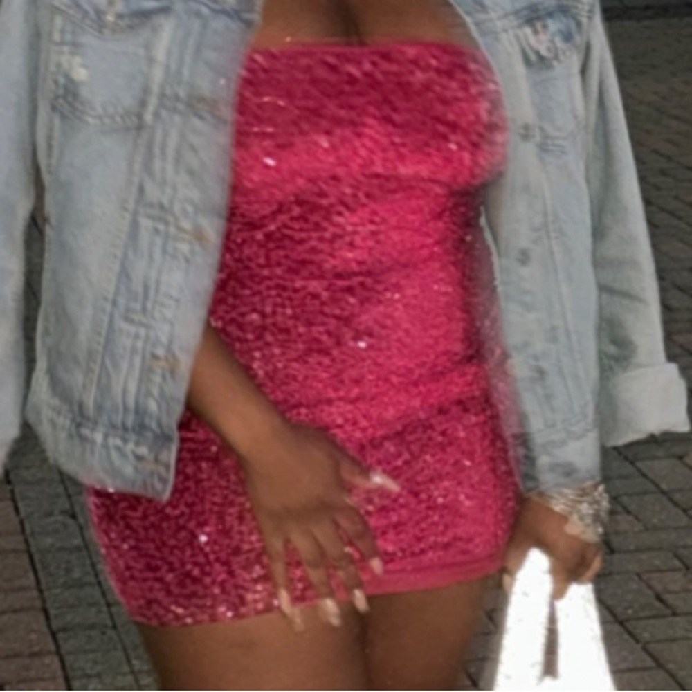 Strapless sequin dress